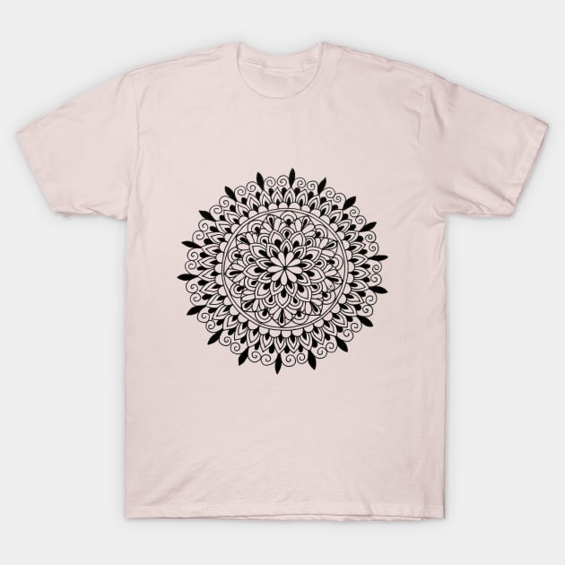 Black Dot Mini Mandala #3 T-Shirt by KreativCorner